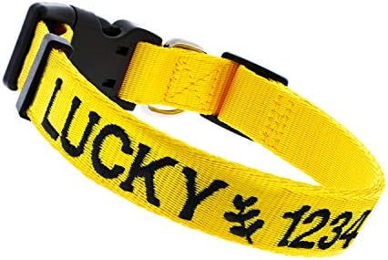 Embroidered Dog Collars Personalized, Custom Collar w Text and Phone Number | 3 Adjustable Sizes - 8 Colors | - Safe&Secure Pet Collars with ID, Pet Name for Boy, Girl Dogs, Puppy