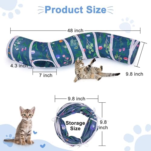 Glittme S-Shape Cat Tunnel, Foldable Cat Tunnels for Indoor Cats
