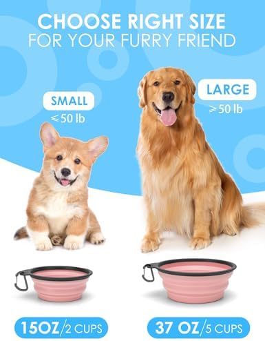 Aonkey 2 Pack 37oz/4.6 Cup Collapsible Dog Bowls with Bottle Carrier