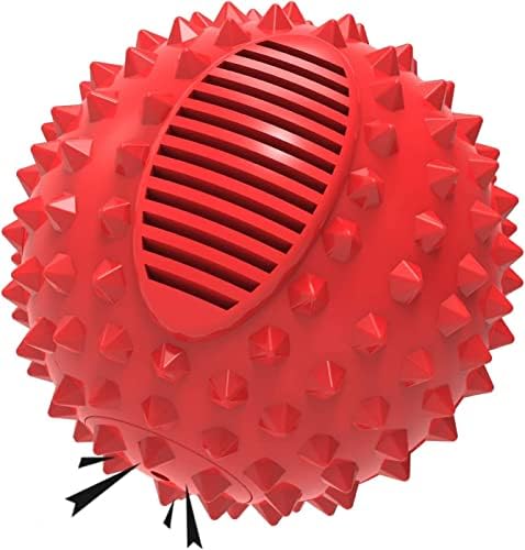 petizer 3" Squeaky Dog Balls for Aggressive Chewers, Durable Interactive Spiky Ball for Teething, Indestructible Rubber Dog Chew Toys, Tough Pet Toys for Small, Medium & Large Breeds, Red