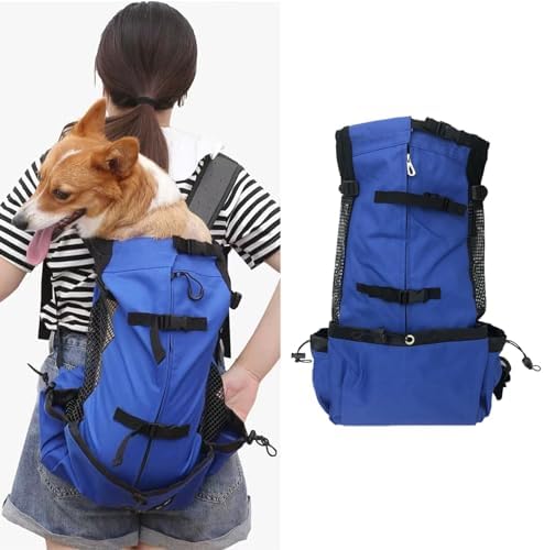 MANON ROSA Dog Backpack Carrier Adjustable Easy-Fit Travel Bag for Traveling Hiking Camping for Small Medium Dogs Cats Puppies (X-Large,Blue)