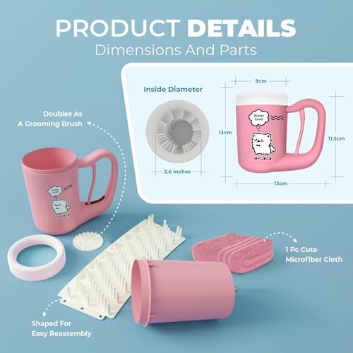 Semi-Automatic Paw Cleaner for Small Medium Dog Breeds, Premium Quality Silicone, Muddy Paw Washer, Essential Necessity (Pink, Medium)