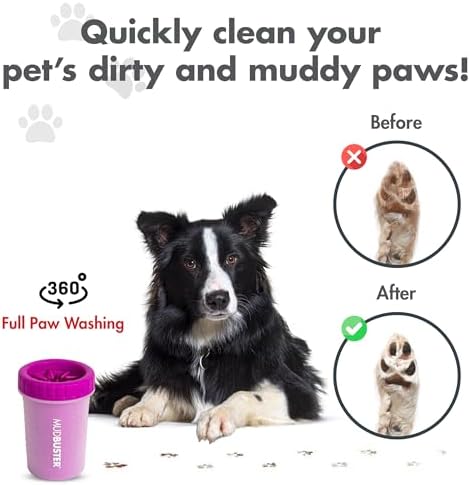 Dexas MudBuster Medium Dog Paw Cleaner, Fuchsia, Fits 1.5"-2.5" Wide Paws, Gentle Silicone Bristles for Quick, Easy Cleaning