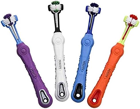 Orgrimmar 4 Pcs 3-Sided Pet Toothbrush Dog Cat Mouth Dental Teeth Care