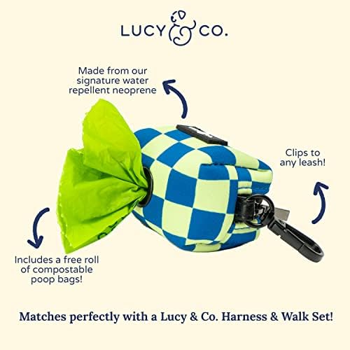 Lucy & Co. Have a Nice Day Everyday Dog Poop Bag Holder - Leak Proof Dispenser - Hygienic Pet Poop Pickup - Purple Checker
