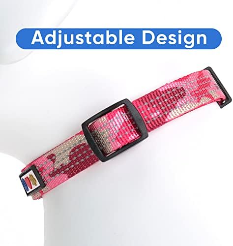 Pawtitas Reflective Dog Collar for Large Dogs – Adjustable Nylon Collar with Quick-Release Buckle | Fits Neck 16–26 in | Night Safety Training Collar | L | Camouflage Pink