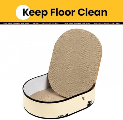 Conlun Oval Cat Scratcher Box with 4 Scratching Pads | Medium
