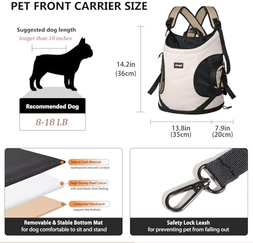 NATUYA Dog Front Carrier, Pet Carrier Front-Pack, Cream Color
