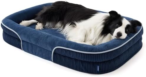 Bedsure XL 360°Oval Bolster Orthopedic Dog Beds Large Sized Dog,42" Blue