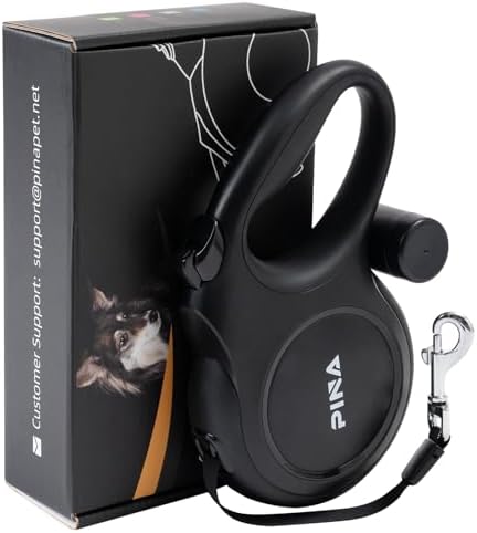 PINA Upgraded Retractable Dog Leash, 26 ft Dog Leash for Small Medium Large Dogs Up to 110lbs, Heavy Duty Reflective Nylon Tape 360° Tangle-Free, with Anti-Slip Handle, One-Handed Brake, Pause, Lock
