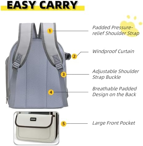 Cat Backpack Carrier for Travel & Hiking - Large Space, Durable & Breathable Pet Carrier for Cats & Small Dogs - Anti-Scratch, Escape-Proof Design (Brown, Large)