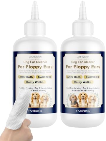 Dog Ear Cleaner for Floppy Ears & Long-Eared Breeds, Deodorizing Ear Cleaning Solution, Helps Keep Ears Dry After Swimming, Bath & Rainy Walks, Gentle Daily Ear Care for Dogs