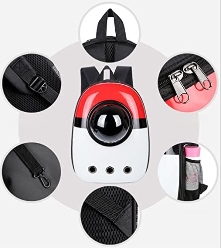Cat Carrier Backpack, Pet Backpack Bubble Rucksack Front Pack for Cat Puppy Dog Capsule Space Backpack, Pet Carrier for Travel Hiking Walking Camping. (Red and White)