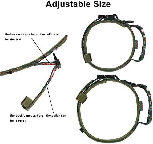 DAGANXI Christmas Tactical Dog Collar, Adjustable Military Training Nylon Dog Collar with Control Handle and Metal Buckle for Medium and Large Dogs, with Patches and Airtags Case (XL, Christmas green)