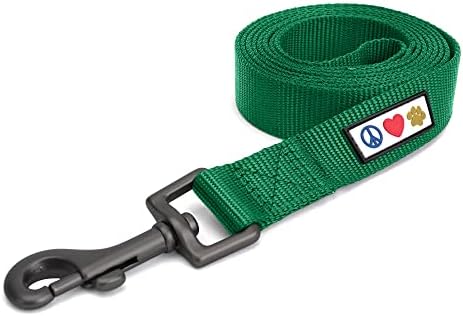 Pawtitas Solid 6 ft Lush Green Dog Leash XS/S Custom Name and Phone Embroidery Strong Nylon Leash for Small Breeds