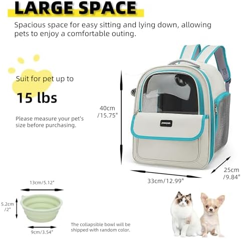 Cat Backpack Carrier for Travel & Hiking - Large Space, Durable & Breathable Pet Carrier for Cats & Small Dogs - Anti-Scratch, Escape-Proof Design (Green, Large)