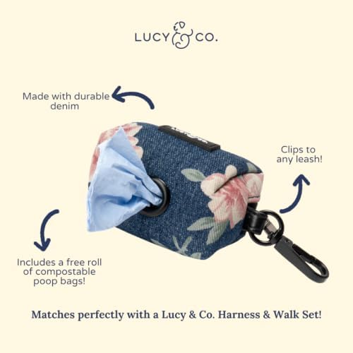 Lucy & Co. Smell the Roses Denim Poop Bag Holder