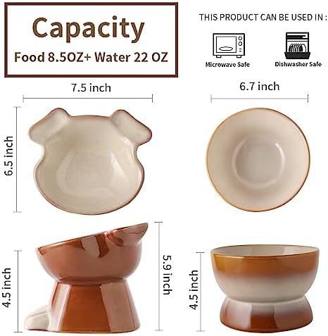 Nihow Dog Food & Water Bowls: Elevated Ceramic Bowls for Medium/Small Dog