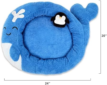 TONBO Soft Plush Small Cute and Cozy Nature Dog Cat Bed, Washer and Dryer Friendly (Whale)