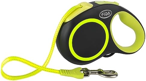 Fida Retractable Dog Leash, Reflective 16ft Heavy Duty Pet Walking Leash for Medium/Large Dog up to 110 lbs, Tangle Free. One-Hand Brake (Large, Neon Yellow)
