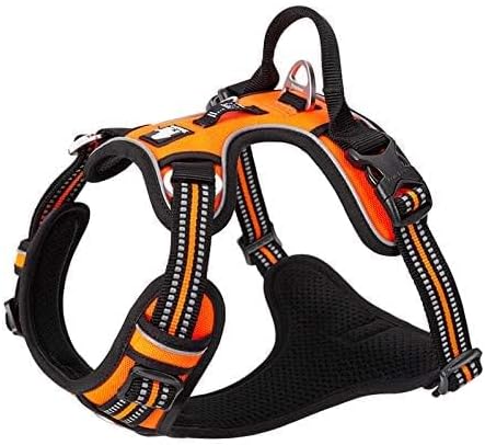 WINHYEPET True Love No Pull Dog Harness Extra Reflective Pet Harness for Small Medium Large Dogs Adjustbale for Running Walking Padded Soft Mesh Vest Easy Control TLH56512(Orange,L)