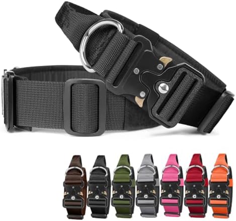Tactical Dog Collar with Handle (Black, L)