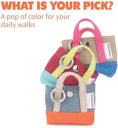 Dog Poop Bag Holder for Leash with 1 Waste Bag Roll, Canvas, Beige Handle