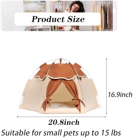 Gigreinc Cat Tent for Indoor, Indoor Dog House,Kitten Tent Suitable for Samll Dogs,Pet Cute Cave Nest Dog Houses(Beige, Medium)