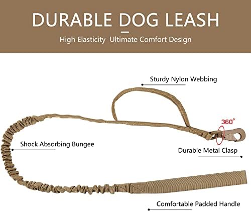 DAGANXI Tactical Dog Collar Leash Set, Adjustable Military Training Nylon Dog Collar with Controll Handle and Heavy Metal Buckle for Medium and Large Dogs，with Patches and Airtags Case (L, Brown-Set)