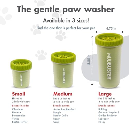 Dexas MudBuster Portable Dog Paw Cleaner, Green Large Paw Cleaning Solution for Premium Pet Supplies