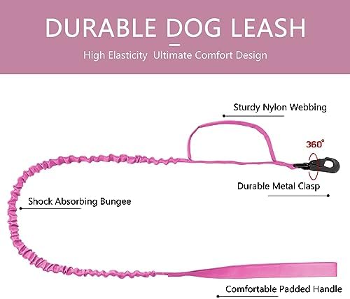 DAGANXI Tactical Dog Collar, Adjustable Military Training Nylon Dog Collar with Control Handle and Heavy Metal Buckle for Medium and Large Dogs, with Patches and Airtags Case (L, Pink-Set)