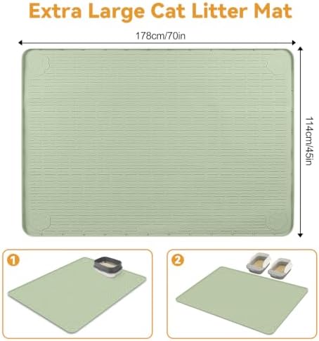 Silicone Cat Litter Mat 70"x45" Cat Mat for Litter Box, Green