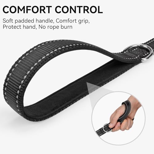 Joytale Reflective Dog Leash for Medium & Large Dogs, 6 FT x 1", Black