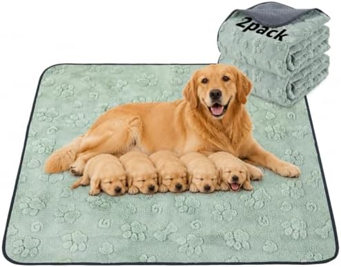 LOOBANI Whelping Pads 48"x48", 2 Pack Reusable Pee Pads for Dogs, Playpen