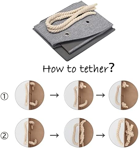 Geyecete Large Dog Toys Storage Bins-Foldable Fabric Trapezoid Organizer Boxes with weave Rope Handle,Collapsible Basket for Shelves(Snow Grey-DOG)