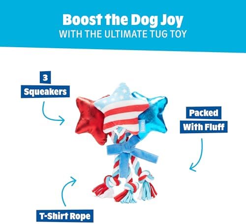 BarkBox Star-Spangled Squeaks Dog Toy - Toy for Extra Small to Small Dogs