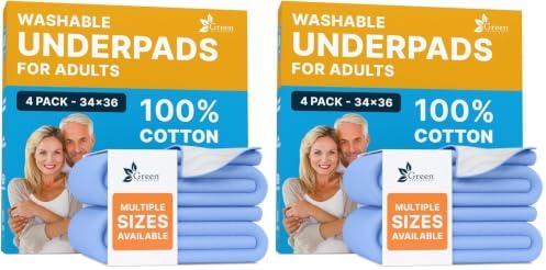 Washable Underpads - Large Bed Pads for use as Incontinence Bed Pads, Reusable Pet Pads, Great for Dogs, Cats, Bunny, Seniors Bed Pad (Pack of 8 - 34x36)