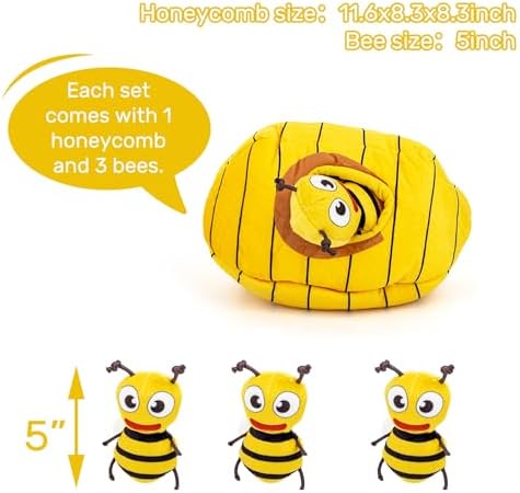 Hollypet Squeaky Hide and Seek Dog Toys for Small and Medium Dogs, Bees