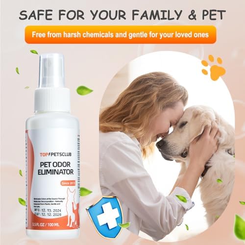 Pet Odor Eliminator for Home and Strong Smells, Plant Based Formula Dog & Cat Urine Odor Eliminator Spray,Pet Stain and Odor Remover for Carpet -3.5 OZ Odorless