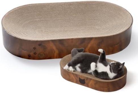 猫壱 Necoichi Cat Scratcher Bowl Capsule for Indoor Cats - Cat Scratching Lounger with Reversible Usability and Extra Comfort for Lounge, Cardboard Bed Couch(Dark Cherry)