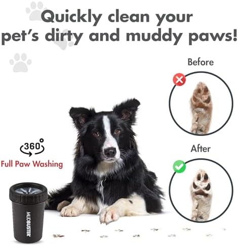 Dexas Medium Dog Paw Cleaner, Matte Black - Premium Quality Pet Supplies and Dog Accessories - Easy to Use and Clean MudBuster for Dogs - Patented Product - BPA Free