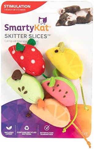 SmartyKat (5 Count) Skitter Slices Plush Catnip Cat Toys - Multi Color, 5 Count