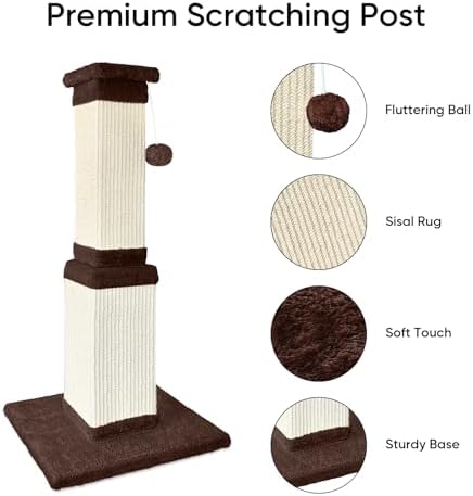 Cat Scratching Post for Indoor Cats, 32Inch Sisal Cat Scratcher