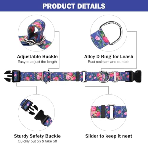 Hikiko Martingale Collar for Dogs with Special Pattern,Adjustable,L