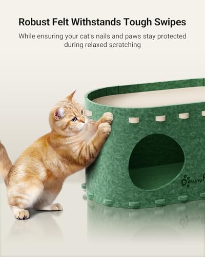 DownyPaws Cat House for Indoor Cats, Cube Castle Cat Bed Cave, Forest