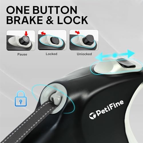 Upgraded Retractable Dog Leash for Large Dogs up to 50kg,8m Reflective Tape