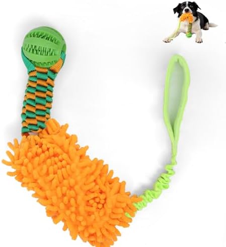 Dog Tug Toy - Interactive Dog Rope Toys, Stretchy Bungee Handle, Strong Squeak Rope Toy for Large Dogs, Puppies, Middle Dogs (Orange)