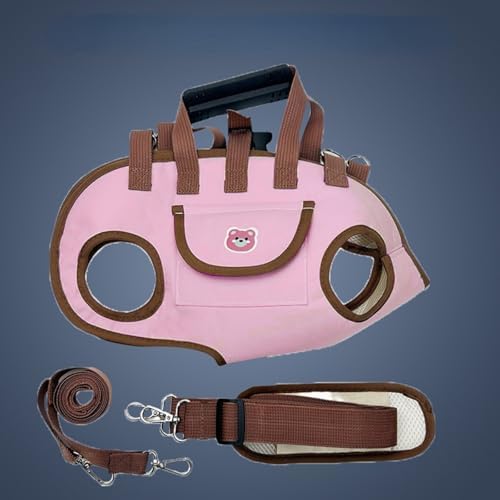 Cat Puppy Carrier Crossbody Bag (Pink Bag+Strap+Leash 3pc,Medium)