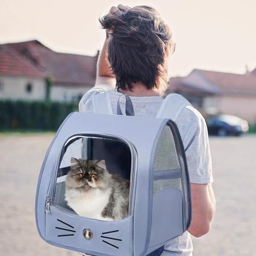Cat Backpack Carrier, Dog Carrier Backpack for Hiking, Travelling, Camping, Portable Pet Backpack, Ideal for Small Animals & Puppies(Blue)