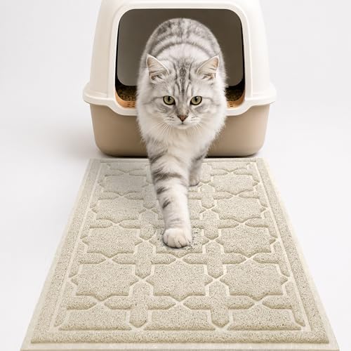 Yimobra Cat Litter Mat, Waterproof Litter Trap Mat, 35.4x23.6, Beige